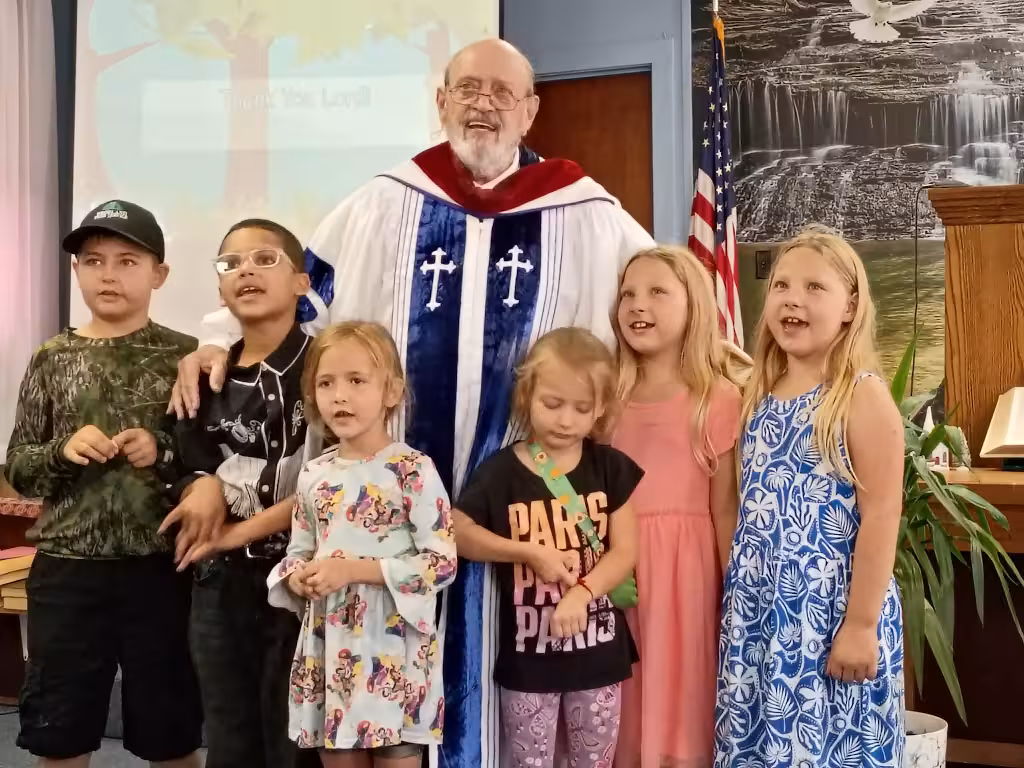 Dr. Babcock and Kids at church.